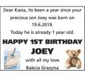 1st birthday Joey