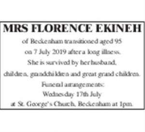 Mrs Florence Ekinah