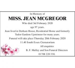 Miss Jean McGregor