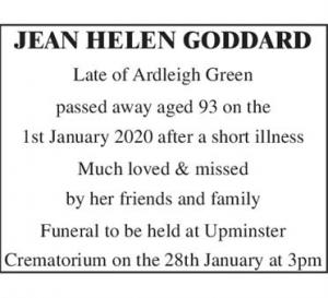 JEAN HELEN GODDARD